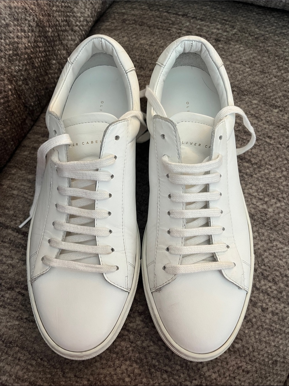 Oliver Cabell White Italian Leather Low-Top Sneakers Size 39